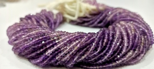 3MM Natural Amethyst Rondelle Micro Faceted Shaded Beads Strand