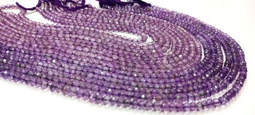 4MM Natural Pink Amethyst Round Faceted Beads Strand 8 Inch Long