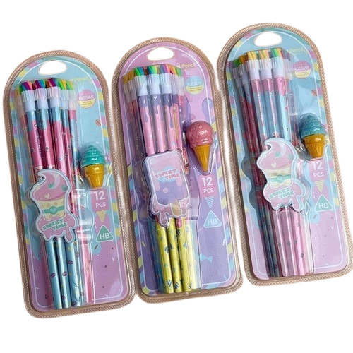 Wooden Writing Pencils - Standard Size, Pink Color, Reusable Design for School Use