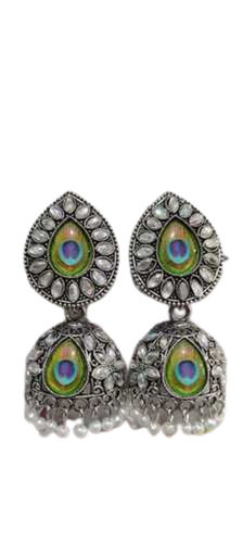 Designer Silver Jhumka Earrings 