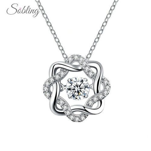 925 Sterling Silver Necklace Heart Beating Twisted Stars Pendant