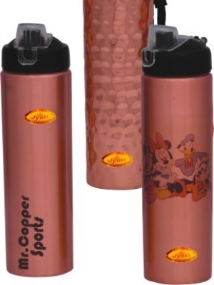Copper Water Bottle - 1L Capacity, Brown Matte Finish | Lightweight, Narrow Flip Top, Screw Cap Design