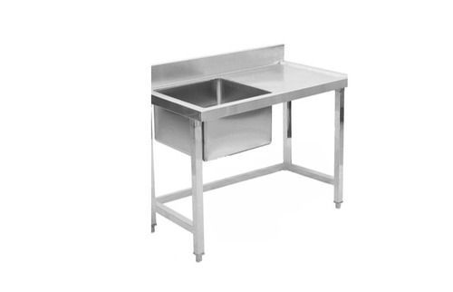 Stainless Steel Sink Work Table - Polished Finish, Rectangular Shape, Eco-Friendly, Durable Design, Plain and Carved Pattern