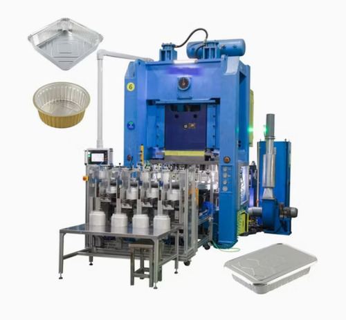Fully Automatic Three Cavity Aluminium Foil Container Making Machine - Color: Grey