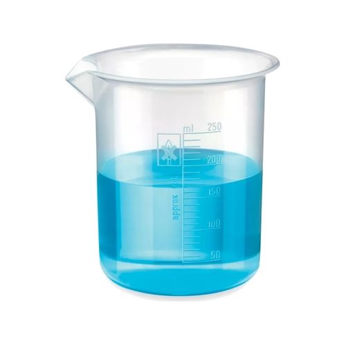 Bello Polypropylene Plastic Beaker 250 ml with Graduation Marks, Beaker for school collage chemistry lab laboratory