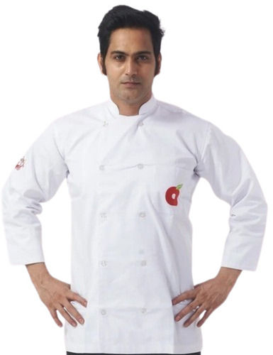 White Color Plain Pattern Full Sleeves Hotel Chef Coat