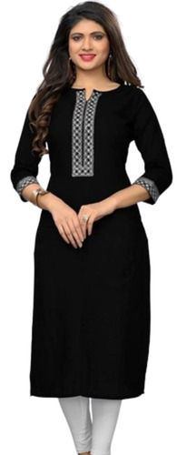 3/4th Sleeve Long Black Kurti