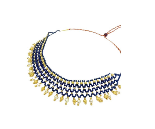 Fashionable Necklace - 100% Pure Pearl, Standard Size | Breathable, Lightweight, Skin-Friendly, Customizable in Blue & Golden, Perfect for Women's Jewelry Sets for Anniversary, Engagement, Gift, Wedding