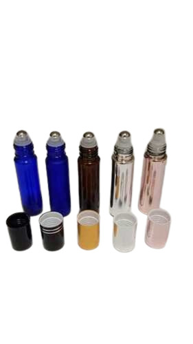 Roller Bottle - Plastic, 2-3 Inch, Multicolor | Narrow Flip Top Lid, Round Shape, Cap with Brush, Acid Etched Surface, Durable Quality