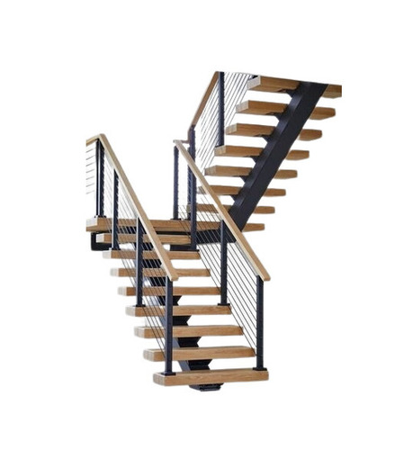 Wooden Stairs - Solid Wood Mahogany, Standard Size, Brown & Black Finish | Water & Termite Resistant, Easy to Install, Heavy-Duty Design