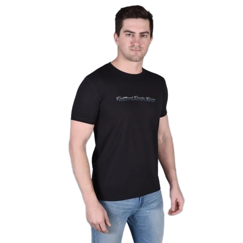 Black Color Mens Casual T Shirt - Gender: Male
