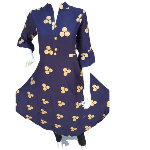 Rayon Long Umbrella Kurti - All Sizes, 3/4th Sleeve, Printed Pattern | Breathable Fabric, Ideal for Formal Wear, Available in All Colors