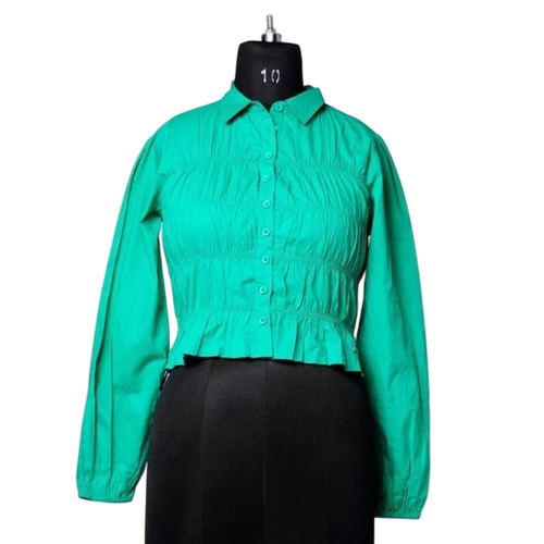 Ladies Collar Neck Plain Top - Color: All