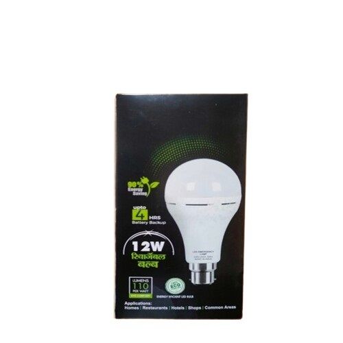 White 4 Hour Battery Backup 12W ACDC LED Bulbs