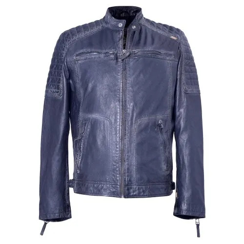 Men Pure Leather Biker Jacket - Full Sleeve, Round Neck Design | All Sizes Available, Casual Wear, Plain Pattern, Custom Fit