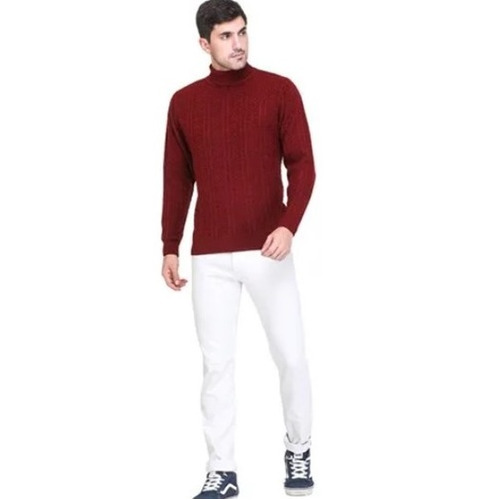 Mens Full Sleeves Acrylic Sweater - Regular Fit, Plain Design for Men Ages 18-45