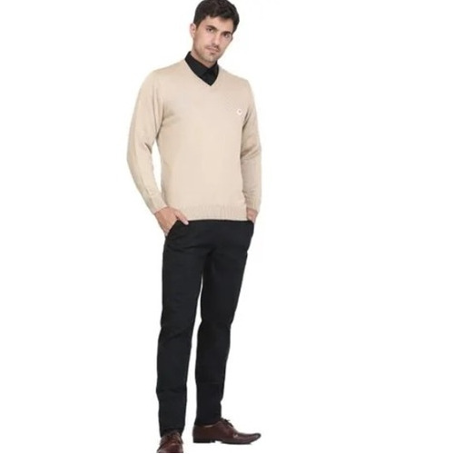 Plain V Neck Men Sweater - 100% Acrylic, Regular Fit, Full Sleeves, Available in All Sizes and Colors