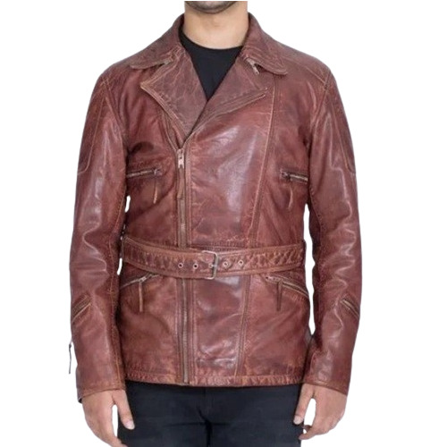 Vintage Mens Leather Jacket - Color: Brown