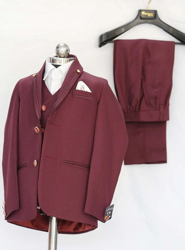 Kids Maroon 3 Piece Coat Pent Suit - Color: All