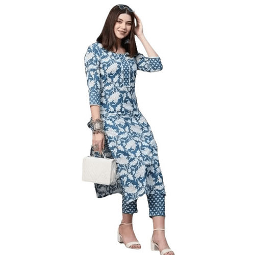 Ladies Salwar Suits - Cotton, 3 Piece Set with Printed Design | Casual Wear for Spring & Summer, Quick Dry, Anti Wrinkle, 3/4th Sleeves