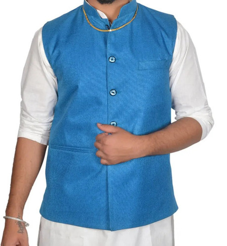 Party Wear Nehru Jacket - Cotton Blend, Size-36, 38, 40, 42, 44, 46 | Breathable, No Fade, Washable, Sleeveless Design