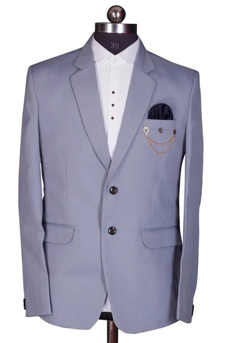 Grey Formal Cotton Blazer - Color: All