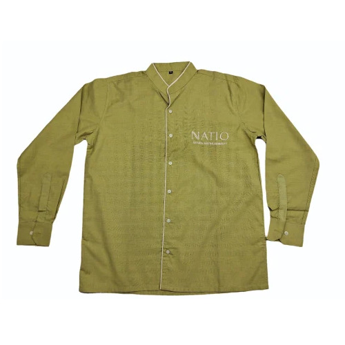 Cotton Corporate Shirt - Full Sleeves, Collar Neck, Olive Green | Breathable, No Fade, Machine Washable for Men