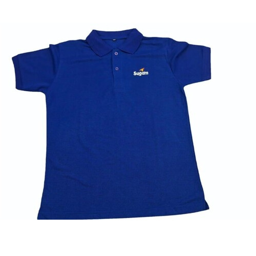 Plain Half Sleeves Corporate T Shirts - Cotton, Customized Size, Blue Color | Short Sleeves, Polo Neck, Machine Wash Friendly