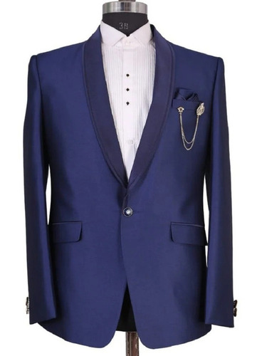Royal Blue Cotton Tuxedo Blazer - Color: All