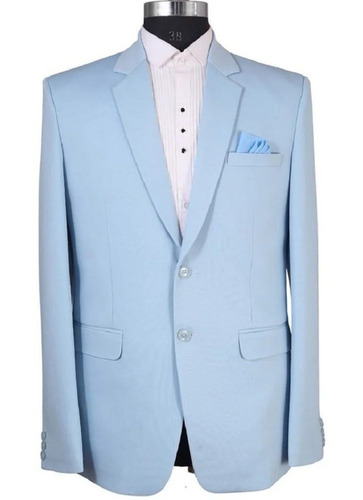 Sky Blue Cotton Blazer - Full Sleeves, Dry Clean Only | All Sizes Available, Perfect for Stylish Men