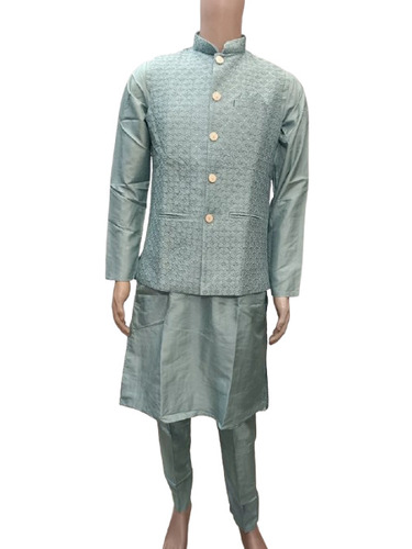 Indo Western Party Wear Kurta - Printed Polyester with Elastic Waistband | Custom Size, Long Sleeve, Breathable and Washable