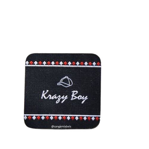 Woven Labels - Cloth Material, Rectangle Shape, Black Color | Durable, Washable, Water Activated Adhesive, Perfect Finishing