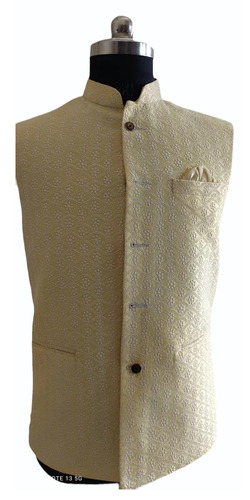 Light Yellow Men Nehru Jacket - Color: All