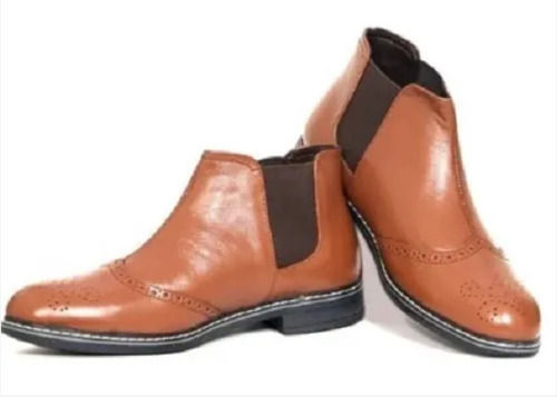 Mens Polished Tan Leather Shoes