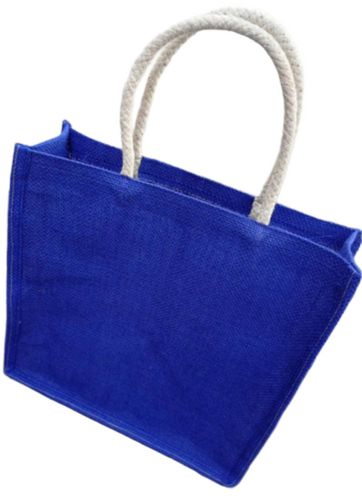 Miraal Jute Carry Bag - 2-5 Kg Weight Capacity, Waterproof Blue Plain Design | 12x12x5 Inches, Drawstring Closure, Ideal for Shopping and Gifts