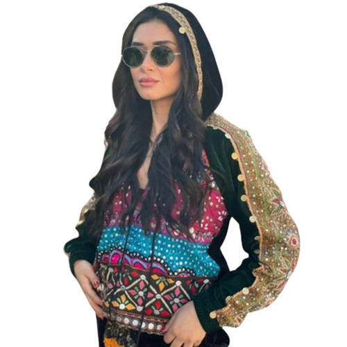 Ladies Jacket - Pattern-Embroidered Multicolor Full Sleeve Hoodie | Breathable, Washable, Ideal for Winter Wear