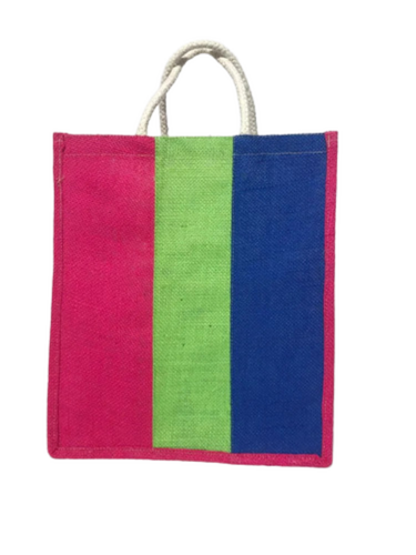 Jute Bag - 12x14x5 Inch, Plain Design with Drawstring Handle for Gift Use