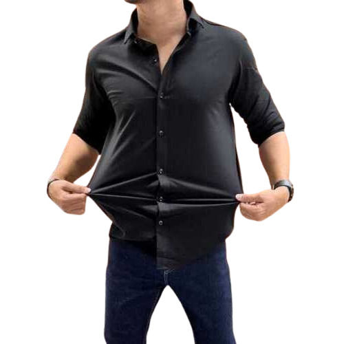 Black Lycra Fabric Mens Shirt