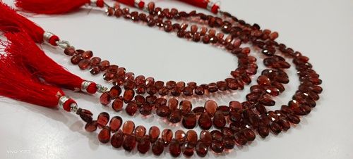 Natural Mozambique Garnet Pear Shape 4X6 to 5X7mm Micro Faceted Beads 8'' Long