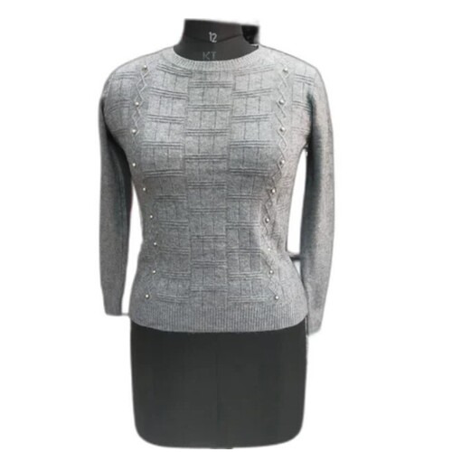 Ladies Fancy Woolen Top - Color: Grey