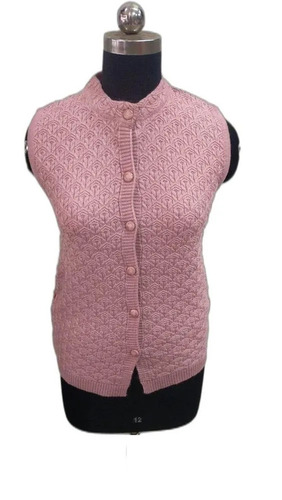 Ladies Sleeveless Woolen Top - Fabric Half Sleeve Round Neck with Fancy Self Design, Available in All Colors and Sizes | Regular Fit