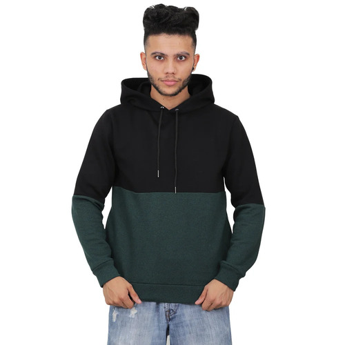 Cotton Pullover - Customized Size, Black and Dark Green Plain Design | Breathable, Machine Washable, Full Sleeve for Men