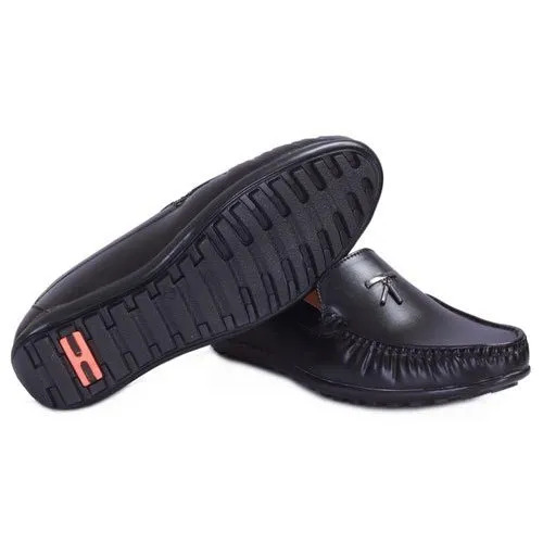 Leather Casual Shoes - Lightweight Black Design | Non-Slip Surface, Impeccable Finish, Versatile Round Toe