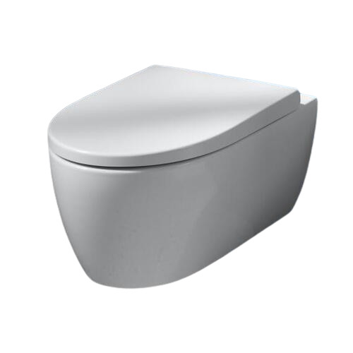 Wall Hung Toilet - Premium Quality One Piece Ceramic, Standard Size 24x14x29 Inches, Modern Square Design, Optimum White Finish