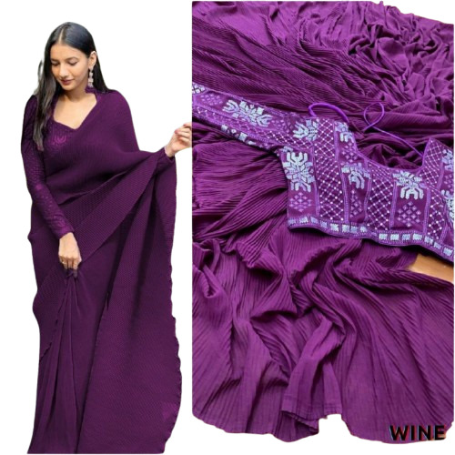 Ladies Georgette Sarees - 6.3 Meters With Stitched Blouse Piece, Lightweight and Skin-Friendly, Fade and Wrinkle Resistant