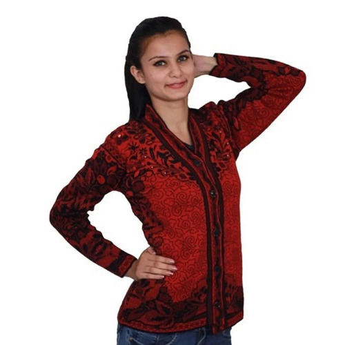 Womens Cardigan Sweater - Wool, Size Xl, Large, Small, Multi Color, Length 23-28 Inch, Width 34-38 Inch | Long Sleeves, V Neck, Printed Pattern