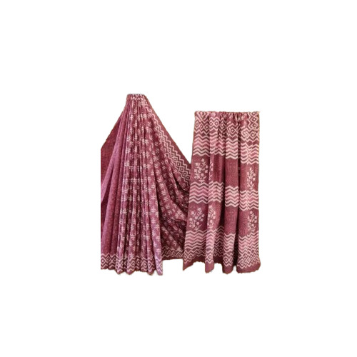 Block Printed Cotton Saree - 6.3 Meters Length with Unstitched Blouse Piece | Breathable, Lightweight, Quick Dry, Extremely Comfortable, Wrinkle and Tear Resistant