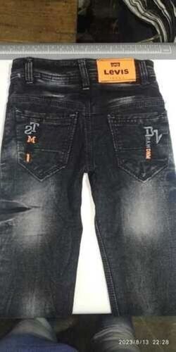 Black Color Plain Pattern Shrink Resistant Bottom Jeans