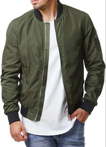Cotton Bomber Jacket - Regular Fit, Full Raglan Sleeves, Green Color | Breathable, Washable, Stylish Design