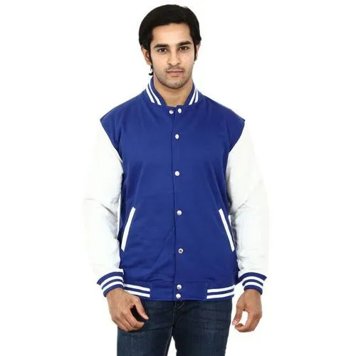 Mens Navy Blue Jacket - Cotton Fabric, Sizes S-XXL, Full Sleeve, Plain Pattern | Breathable, Machine Washable, Customized Fit